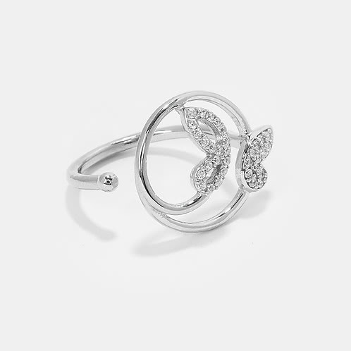 Happier than Ever Butterfly Ring in Rhodium Plated 925 Silver