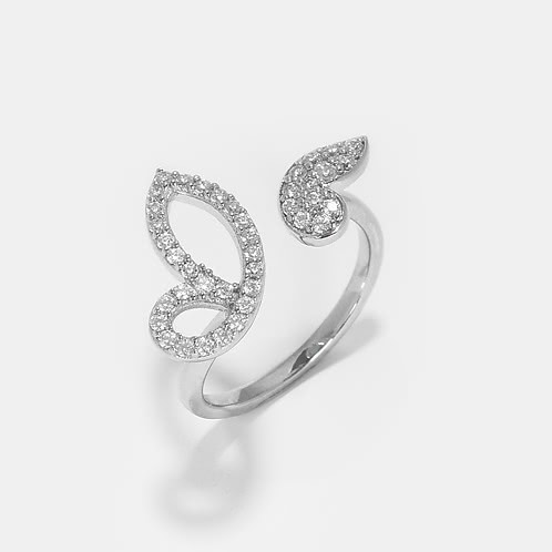 Fly on Butterfly Ring in Rhodium Plated 925 Silver