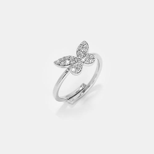 Fluttering Wings Butterfly Ring in Rhodium Plated 925 Silver