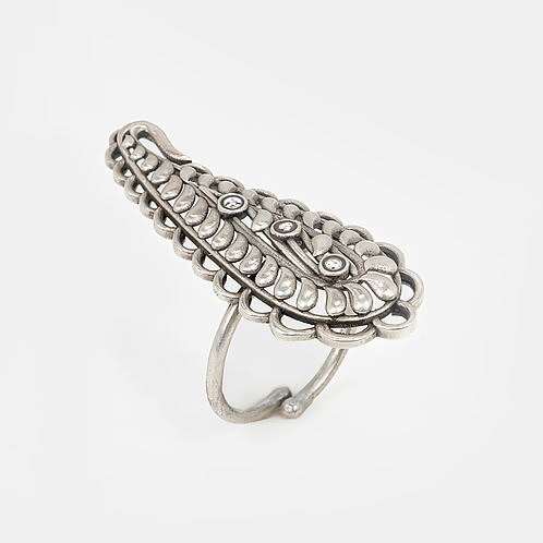 Jhatak Matak Ring in 925 Oxidised Silver
