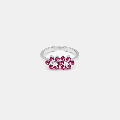 Pink Poppy 925 Silver Ring