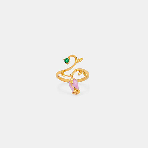Nasrin Rose Ring Crafted in Gold Plated 925 Silver