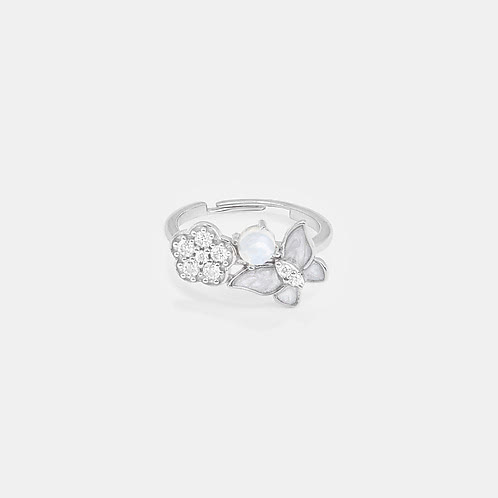 Mariposa Butterfly and Flower 925 Silver Ring