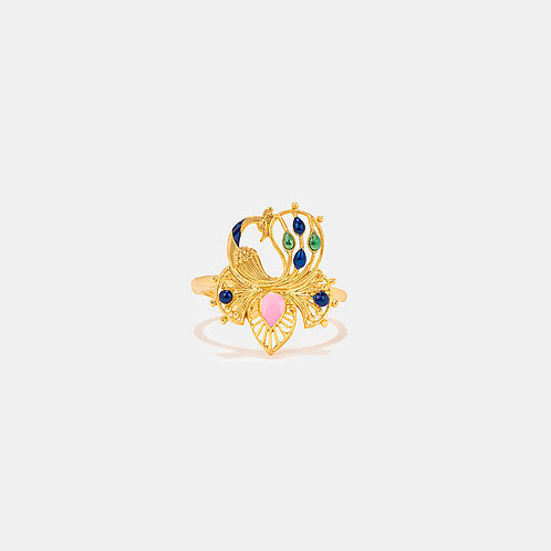 Mayura Pankhi Ring in Gold Plated 925 Silver