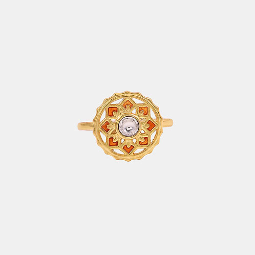 Dholak Beat Ring In Gold Plated 925 Silver