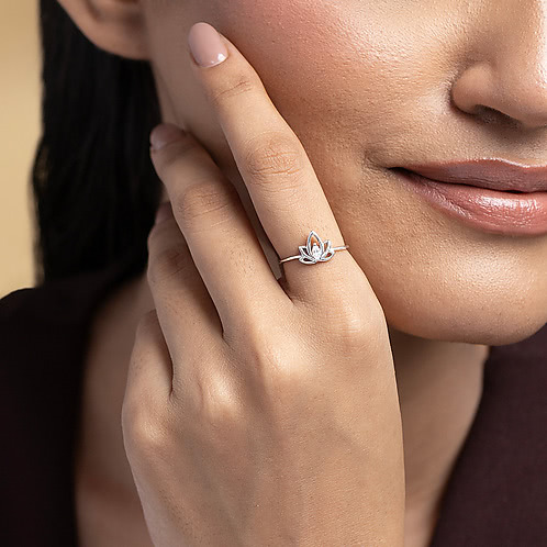 Lotus Crown Ring in 925 Silver