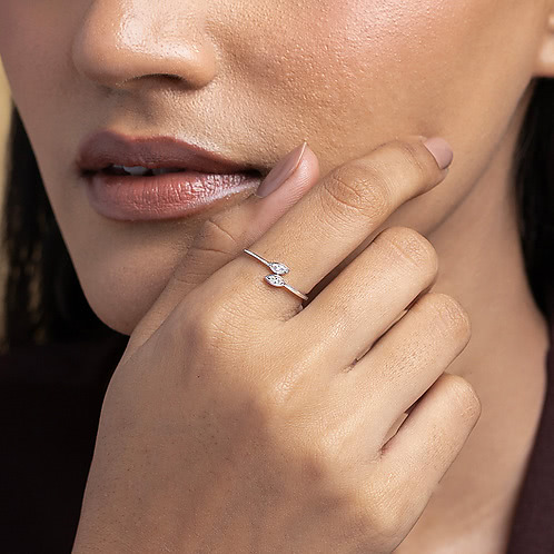 Duet Leaf Ring in 925 Silver