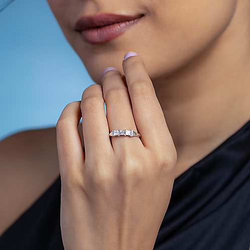 Geometric Mosaic Ring in 925 Silver