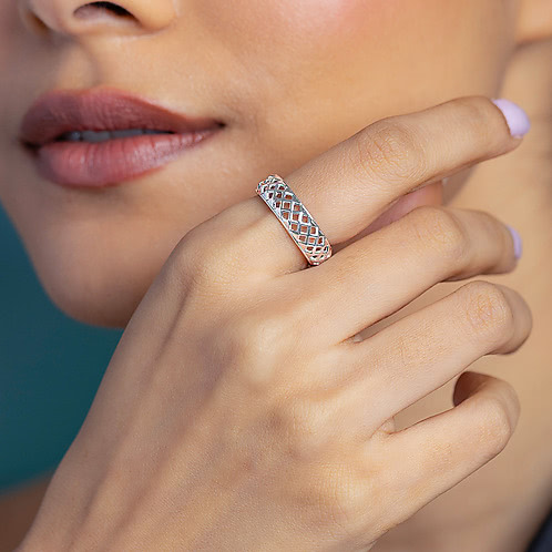 Lattice Grid Ring in 925 Silver
