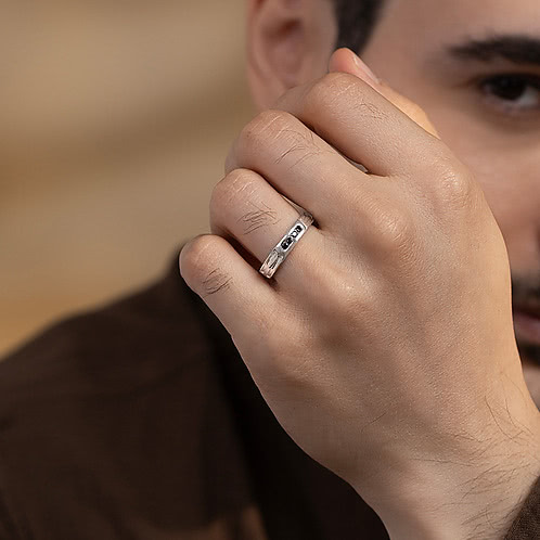 Linear Edge Ring  in 925 Silver