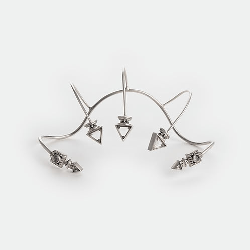 Emma Palm Cuff in 925 Oxidised Silver