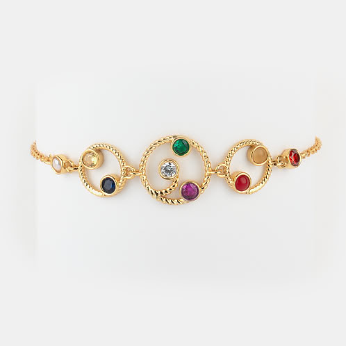 Being My Own Navratna Galaxy Bracelet in Gold Plated 925 Silver