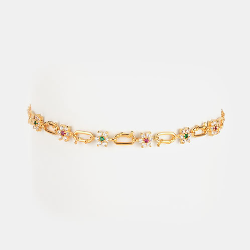 Link of Love 7 Stone Bracelet in Gold Plated 925 Silver