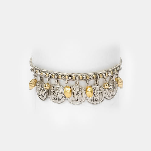 Snehitaru Coin Bracelet in Dual Plated 925 Silver