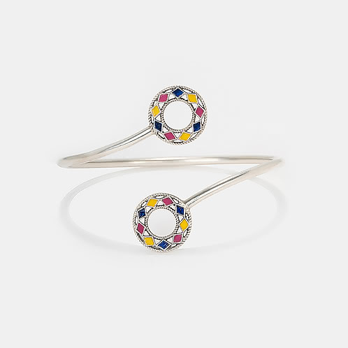 Chokti Pattern Flexi Bracelet in Oxidised 925 Silver