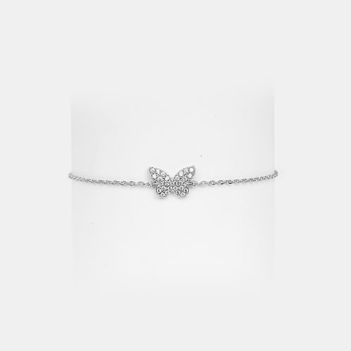Fluttering Wings Butterfly Bracelet in Rhodium Plated 925 Silver