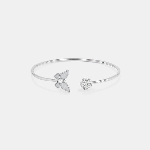 Poppy Flower and Butterfly 925 Silver Bracelet