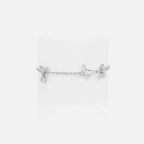 Vanessa Butterfly and Flower 925 Silver Bracelet