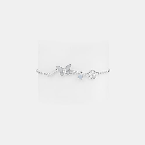 Mariposa Butterfly and Flower 925 Silver Bracelet