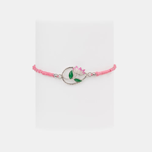 Pichwai Lotus 925 Silver Rakhi