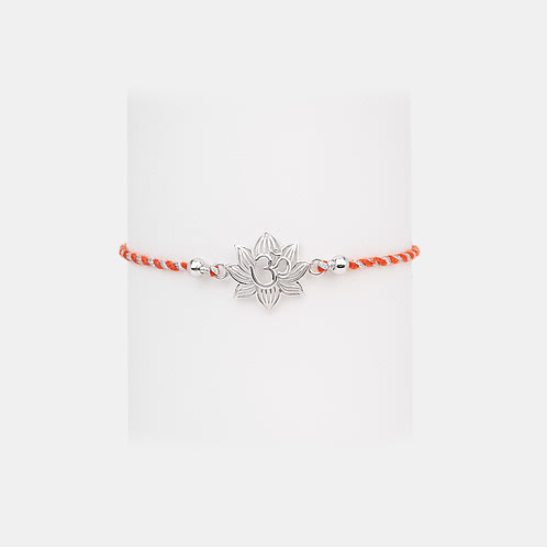 Om Flower 925 Silver Rakhi