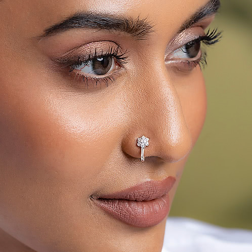 Petal Sparkle Nose Pin in 925 Silver