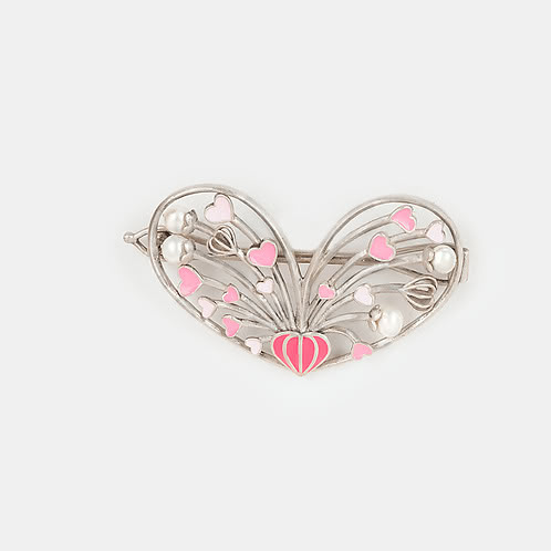 For the Love of Love Heart Hair Clip in Oxidized 925 Silver