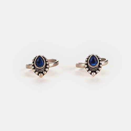Feeling Andamaina Blue Stone Oxidised Toe Rings in 925 Silver