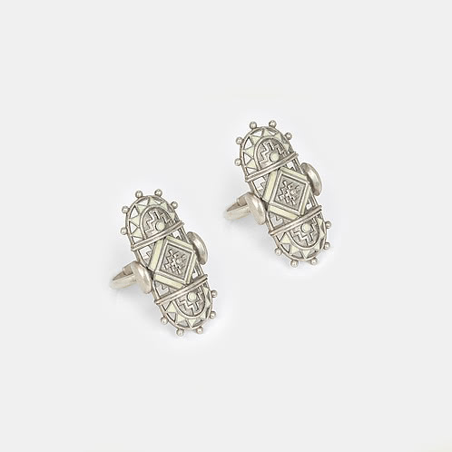 Patola Style Toe Rings in Oxidised 925 Silver