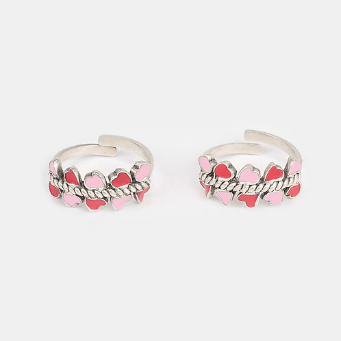 For the Love of Love Heart Toe Rings in Oxidised 925 Silver