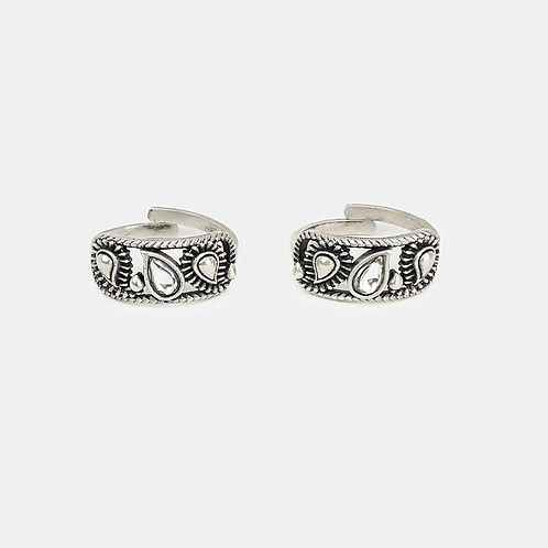 Gup Shup Toe Rings in 925 Oxidised Silver