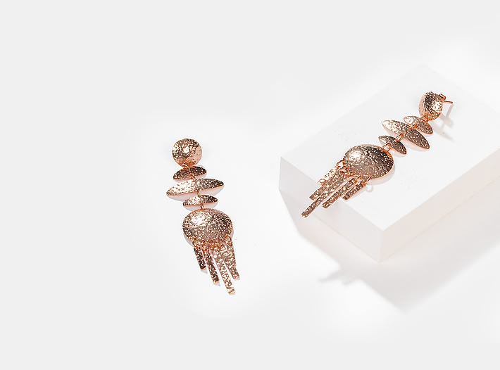 Right Round Earrings in Rose Gold Plating
