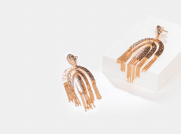 Chandelier Earrings in Rose Gold Plating