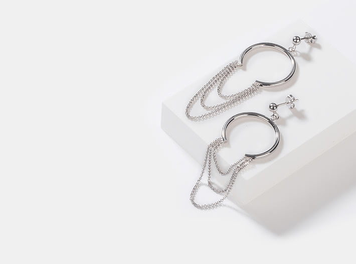 Firework Earrings in Rhodium Plating