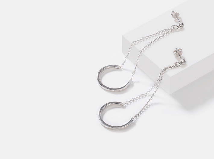 Lights Up Earrings in Rhodium Plating