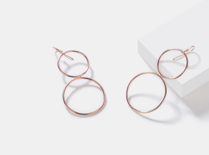 Tik Tok Earrings in Rose Gold Plating