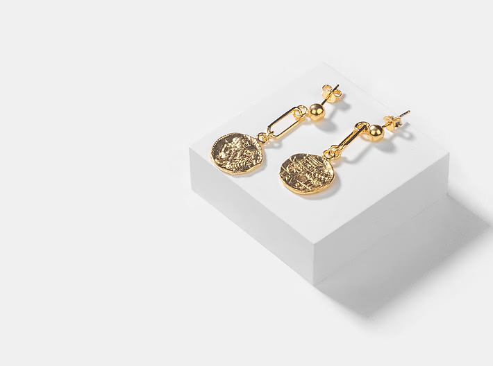 Rolling In It Earrings in Gold Plating