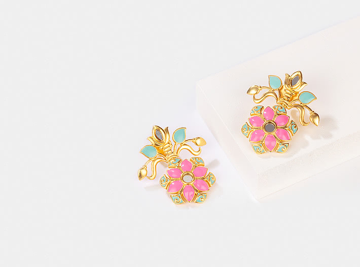 Gal Mithi Earrings in Gold Plated Brass
