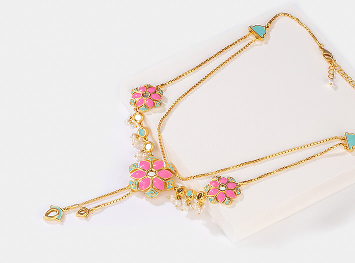 Gal Mithi Necklace in Gold Plated Brass