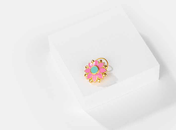Genda Phool Nose Pin in Gold Plated Brass
